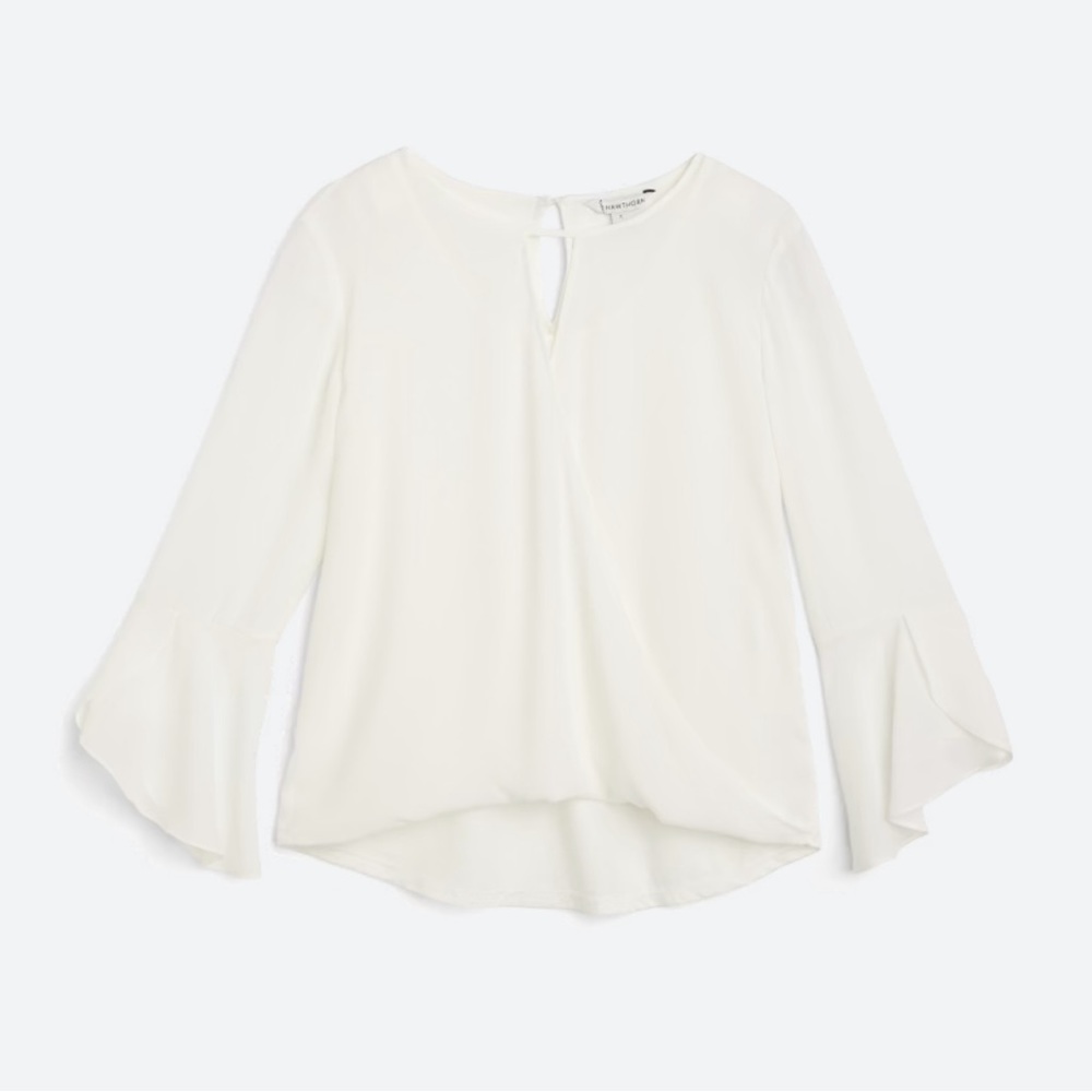 41 Hawthorn Sutton Mixed Material Bell Sleeve Surplice Blouse (Stitch Fix)